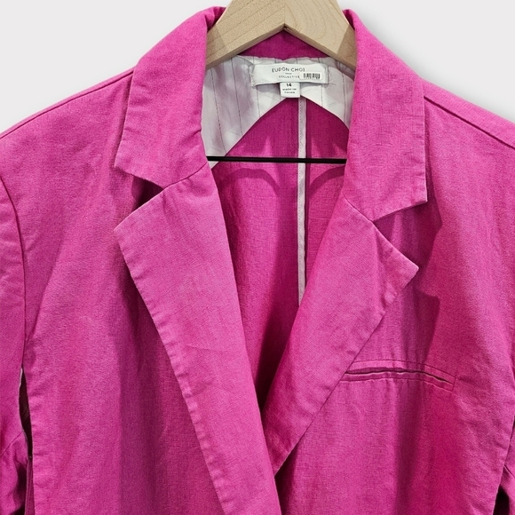 Eudon Choi Oversized Pink Linen Blazer with Side Cutouts - Picture 4 of 15